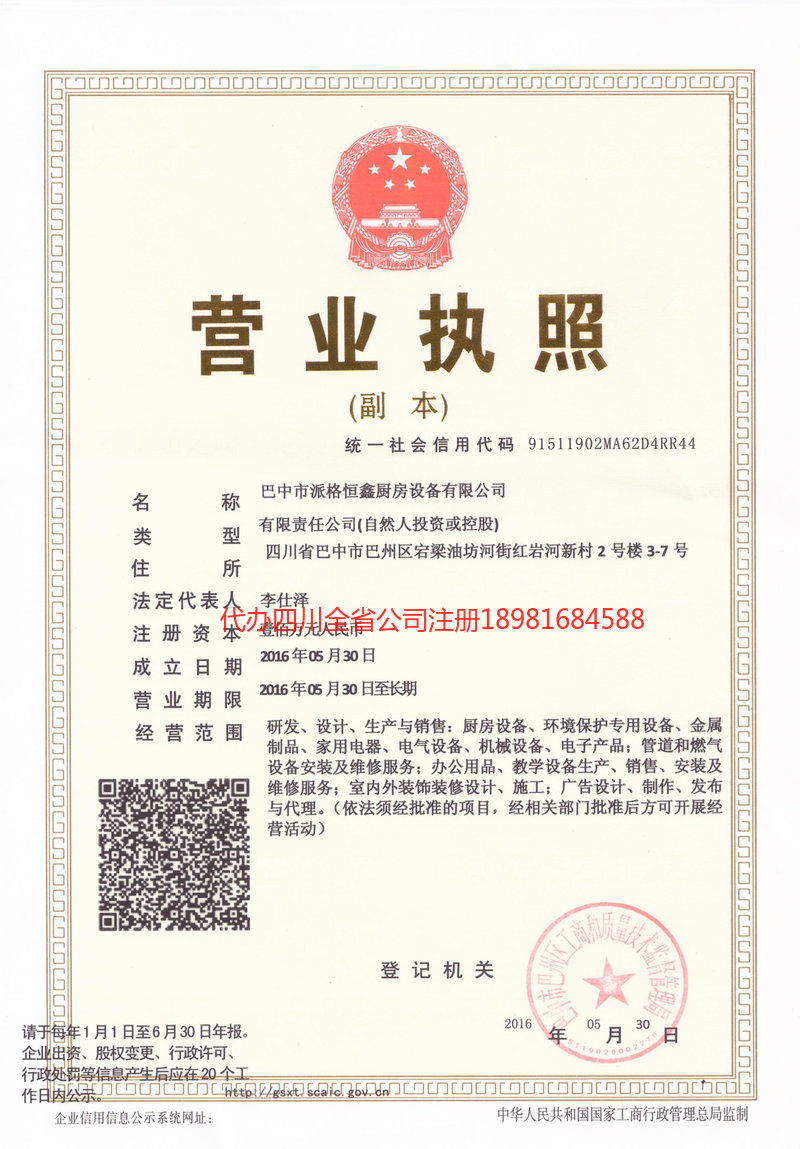 广汉广汉派格恒鑫厨房设备有限公司